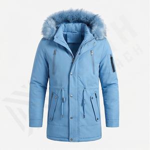 Veste parka d'hiver pour hommes en gros, taille plus 6XL, coton standard, polaire, col montant, capuche, logo personnalisé, veste légère - Product Image 1