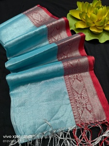 Fête de matériel modal de saree de coton de tissu de frontière indienne méridionale traditionnelle pour des saisons d'hiver et d'été - Product Image 2