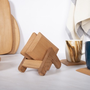 Posavasos Cuadrado de Madera de Haya de 10x10cm - Protector de Mesa y Base para Bebidas de Madera Natural - Product Image 4