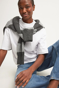 <b>White</b> Plain <b>Women's</b> Oversized <b>T</b>-<b>shirt</b> 100% Cotton Thick Rib Collar Streetwear Drop Shoulder Blank Custom Logo OEM Wholesale - Product Image 4