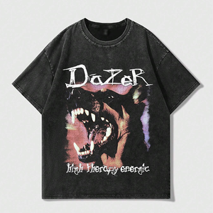 เสื้อยืดฟิตเนส250แกรมสำหรับผู้ชายเสื้อยืดฟิตเนสผ้าฝ้ายโอเวอร์ไซส์ฟอกสีลาย300 280 300gsm - Product Image 1