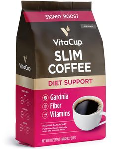 VitaCup Slim Ground Coffee, Diet Support with Ginseng, Garcinia, B Vitamins, Medium Dark Roast, Bold and Smooth, 11oz - Product Image 6
