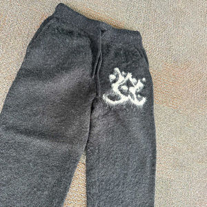 Pantalones de chándal para correr acampanados de cintura media informales para hombre, tela lavada con ácido, pintura de grafiti, estilo holgado de retazos salpicados - Product Image 4