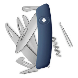 Coltello tascabile Swiza Allmatt Standard D09 R - 14 funzioni con forbici e sega, blu scuro - Product Image 1