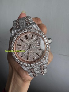 Montre en diamant Moissanite entièrement glacée de luxe pour homme D VVS boîtier carré clouté 41mm cadran mécanique affichage testeur de diamant approuvé - Product Image 6