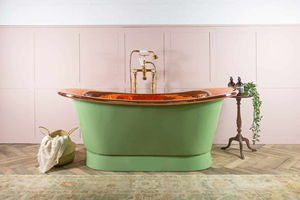 Bañera de pedestal ovalada de doble pared verde primavera hecha a mano de cobre puro superventas masaje hidromasaje Baño de Metal sólido - Product Image 3