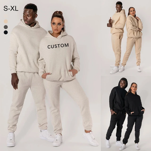 2024 sweats à capuche en coton imprimé bouffant pour hommes personnalisés ensembles de joggers hommes pantalons de survêtement évasés empilés et sweat à capuche poids lourd - Product Image 2