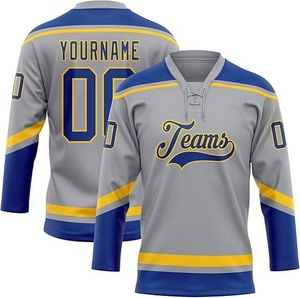Hot Sale Men's Custom Sublimation Ice Hockey Jerseys 100% Polyester Anti-Bacterial Breathable Quick Dry Fully <b>Dye</b> Sublimation - Product Image 1
