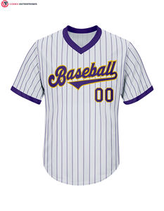 Logotipo cosido personalizado, nombre y número, cuello en V, camiseta de béisbol para hombres, mujeres, jóvenes, ropa deportiva transpirable a rayas - Product Image 4