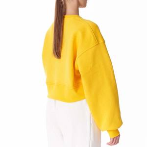 Femmes Crop Top Solide Décontracté Polyester Coton Terry Anti Rétractable 300g Doublé Broderie Hiver - Product Image 3