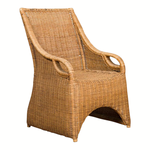 Silla de comedor de ratán de mediados de siglo hecha a mano con reposabrazos-Mimbre natural para uso interior/exterior apto para apartamentos - Product Image 2