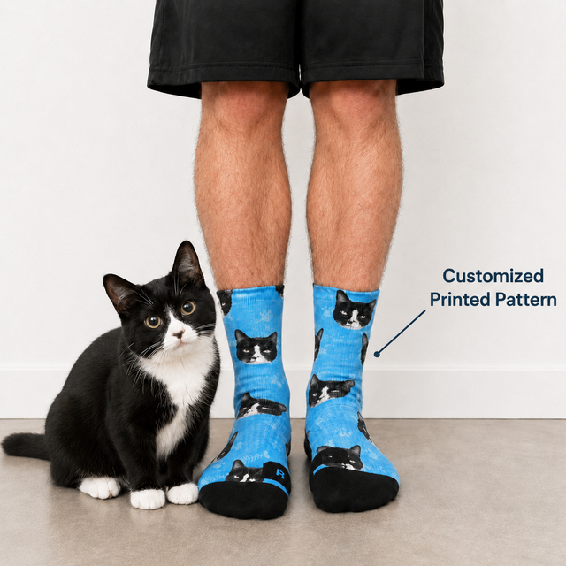 Manufacturer Custom Print Socks 360 Printing Cartoon Sublimation Digital Printed Socks