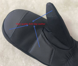 Moufles de ski de haute qualité et bon marché imperméables en fourrure de mouton chaud hiver gants de motoneige avec paume en cuir de polyester snowboard - Product Image 2