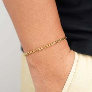 สร้อยข้อมือแบบ Curb Link ชุบทอง 14K ทำจากไทเทเนียมและทองเหลือง สไตล์วินเทจ ศาสนา ศรัทธา คลาสสิก ทันสมัย ประดับมุก ของขวัญสำหรับเขา/เธอ - Product Image 2