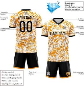 Uniforme de football unisexe personnalisable de haute qualité ensemble respirant col en v adulte Style optimal vêtements d'été Service OEM 100% Polyester - Product Image 2