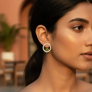 "<b>Green</b> Peridot 925 Silver Stud Earrings for Women's Fashion <b>Jewelry</b>" - Product Image 3