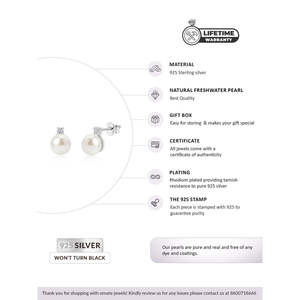 ต่างหูเพชรเม็ดเดี่ยวสีเงินแบบคลาสสิกมุกแท้ - Product Image 3