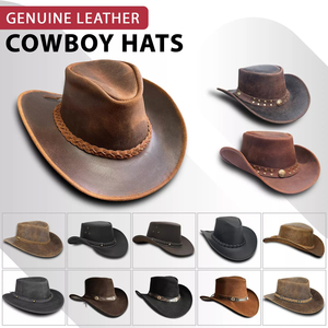 Nuevos sombreros de vaquero de cuero al aire libre para hombres de vaquero occidental personalizados Sombreros de vaquero en cuero genuino Sombreros de moda al por mayor - Product Image 2