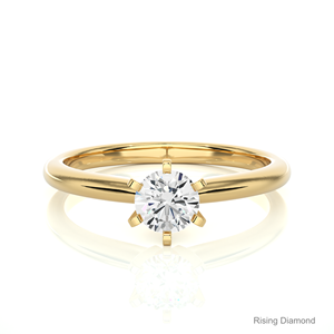แหวนหมั้นเพชรทรงกลม0.4กะรัตสีเหลืองทองของขวัญครบรอบปีพิเศษสำหรับแหวนเพชร CVD ของเธอ - Product Image 1