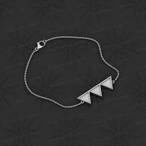 <b>Solid</b> 925 Sterling <b>Silver</b> Tringle Geometric Semi-Mount <b>Bracelet</b> Rectangle Shape Superb Quality Resin Work Ashes Keepsake Jewelry - Product Image 1