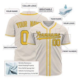 En stock vêtements de sport maillot de baseball pour hommes matériel de haute qualité demi manches confortable maillot de baseball pour hommes - Product Image 3