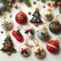 Ornements de Noël ronds en feutre modernes, charmants et fantaisistes, avec impression couleur intégrale, emballage personnalisé, design ludique et amusant
