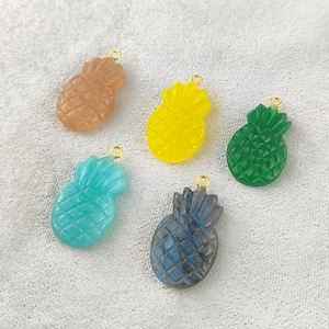 Colgante verde con forma de piña de ónix, colgante de plata tallado a mano, colgante con forma de piña, colgante de oro Vermeil - Product Image 5