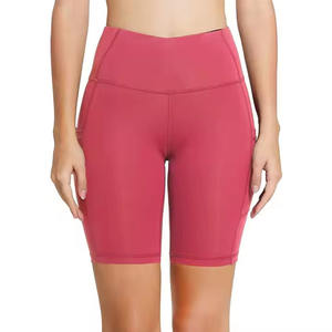 Shorts de yoga personnalisés Taille haute Séchage rapide Respirant Extensible dans les quatre sens Couleur unie Logo personnalisé Vêtements de fitness sexy - Product Image 1
