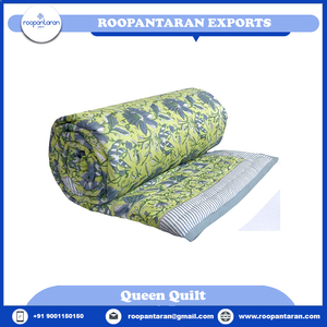 ผ้าห่มผ้าฝ้ายออร์แกนิกสำหรับ100% ลายบล็อกไม้แบบดั้งเดิมขนาดควีนไซส์ - Product Image 2