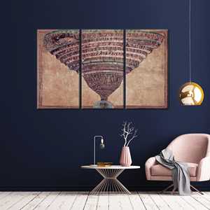 Tableau imprimé sur toile : Carte artistique divine de l'enfer, grande décoration murale, 3P : encadré style galerie - Product Image 1