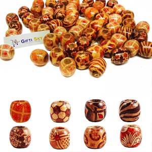 <b>Wood</b> Beads Round Heart Pattern Hand Crafted Indian Home Decor for Easter Baptism Back to School - Product Image 6