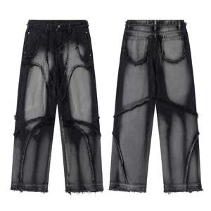 Material de algodón transpirable de talla grande 2024, fabricación OEM, nueva fábrica, moda al por mayor, pantalones vaqueros rectos holgados para mujer - Product Image 4