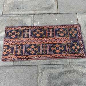 Alfombra Turca Vintage Pequeña de 1.3x2.8 pies, Alfombra de Lana Azul - Product Image 3