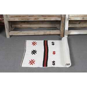 Alfombra Turca de 1.8x3.5 pies, Alfombra Pequeña Vintage, Alfombra con Borde Blanco - Product Image 5