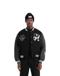 เสื้อแจ็คเก็ตวาร์ซิตี้ผู้ชาย คอตั้ง ปักลายเชนิลล์ แฟชั่นใหม่ปี 2024 สไตล์ไฮสตรีท รับผลิตตามแบบ - Product Image 6