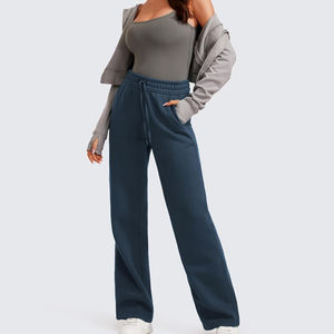 Haute qualité femmes long décontracté Baggy hiver pantalon avant plat Style taille élastique taille haute conception mince caractéristique respirante - Product Image 1