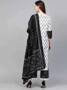 ชุดเซ็ต 2 ชิ้น เสื้อคุर्ตาทรงตรงผ้าฝ้ายพิมพ์ลายดอกไม้ลำลองสำหรับผู้หญิง ระบายอากาศได้ดี เป็นมิตรกับสิ่งแวดล้อม เหมาะสำหรับฤดูร้อน พร้อมกางเกงปาลาซโซ่และผ้าคลุมไหล่ ความยาวระดับข้อเท้า - Product Image 4