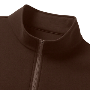 Men's Brown Quarter Zip <b>Hooded</b> <b>Fleece</b> Pullover Sweatshirt 100% Cotton Anti-Pilling Ribbed Cuffs Hem Soft Warm Casual Long Sleeve - Product Image 3
