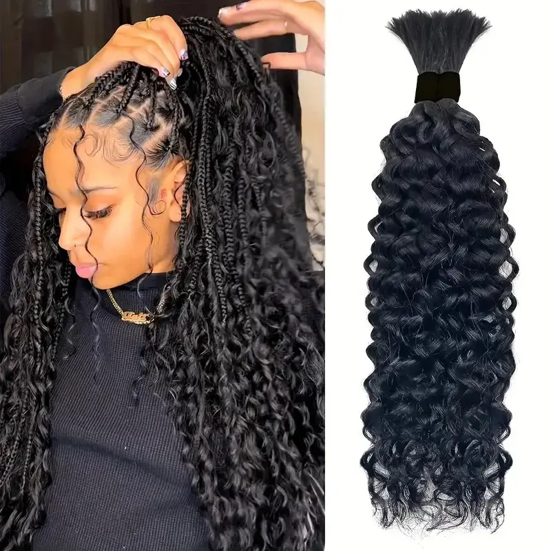 Unprocessed Wet and Wavy Bulk Human Hair for Braiding Kinky Curly Bulk Human Hair For Braids Water Wave