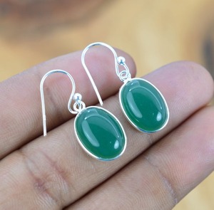 Bijoux pour femmes Boucles d'oreilles style bohème en argent sterling 925 Onyx vert Boucles d'oreilles tendance faites à la main Cadeau pour femmes - Product Image 5