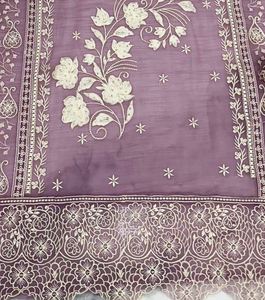 Designer moderne non cousu brodé à la main Protection solaire de haute qualité taille libre belle fête porter des costumes indiens - Product Image 3