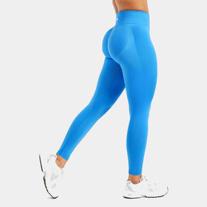 Best Price Customized Women's High Waist Anti-Bacterial Spandex/<b>Nylon</b> Seamless <b>Leggings</b> Pockets Professional Yoga Wear Solid - Product Image 2