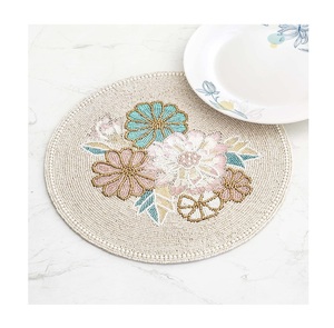 High Classic Vintage <b>Beaded</b> <b>Placemat</b> Round Shape Wedding Banquet 100% Handmade Eco-Friendly Durable Professional Quality - Product Image 1