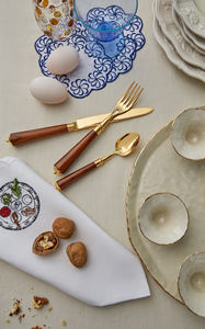 Juego de cubiertos chapados en oro de moda con mango de madera, centro de mesa atemporal, juego de cubiertos para eventos de boda pulido a mano - Product Image 3