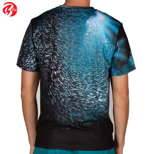 Derniers modèles de t-shirts à col en O avec impression par sublimation pour hommes portent des t-shirts avec votre propre logo 100% coton - Product Image 3