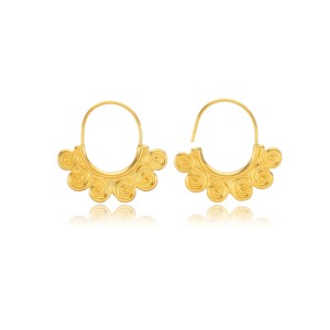 Pendientes de Plata de Ley 925 Hechos a Mano en Turquía, Estilo Vintage en Espiral, Chapados en Oro de 22K y Rodio, para Mujer - Product Image 2