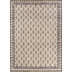 Tapis en laine noués à la main Erbe Ivory, motifs géométriques et abstraits pour la maison, le salon, le couloir et la salle de séjour, épaisseur 10 mm - GS-1086 - Product Image 1