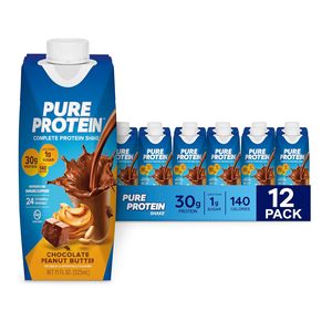 Shake protéiné complet Pure Protein, chocolat-beurre de cacahuète, bouteilles de 11 oz, lot de 12 - Product Image 1