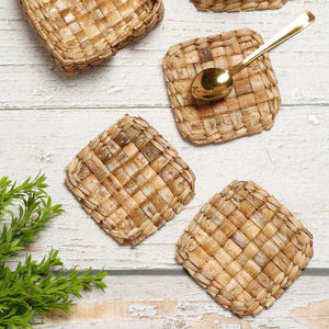 Water hyacinth <b>coaster</b> decorative table serving saucer handmade weave <b>drink</b> <b>coasters</b> for sale - Product Image 3