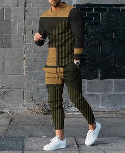 Conjunto de 2 piezas de invierno para hombre, chándales con estampado 3D, Conjunto de camiseta de manga larga, ropa de calle, ropa deportiva informal para hombre, camiseta de gran tamaño para hombre - Product Image 4